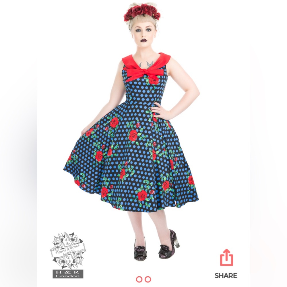Hearts & Roses | ModCloth | Rose Marie Day Dress | Size US 4 / UK 8